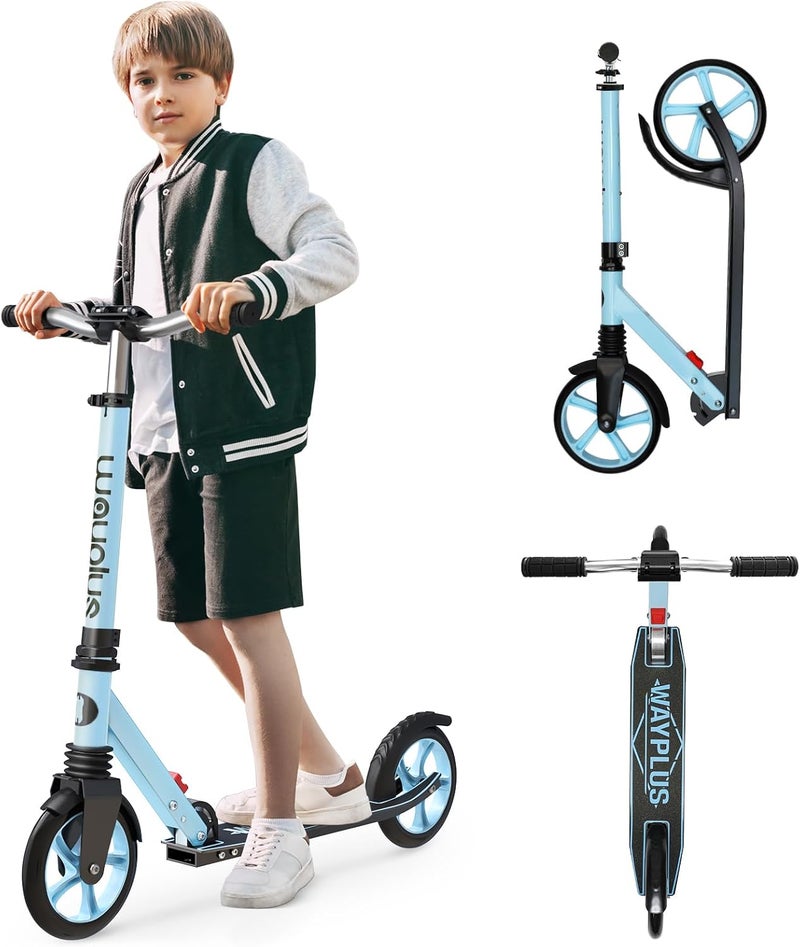 WAYPLUS Kick Scooter for Ages 6+,Kid, Teens & Adults. Max Load 240 LBS. Foldable, Lightweight, 8IN Big Wheels for Kids, Teen and Adults, 4 Adjustable Levels. Bearing ABEC9 - Image 1
